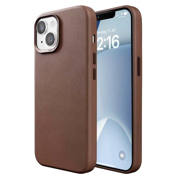 Woodcessories Coque Bio Leather MagSafe Apple iPhone 15 - Marron