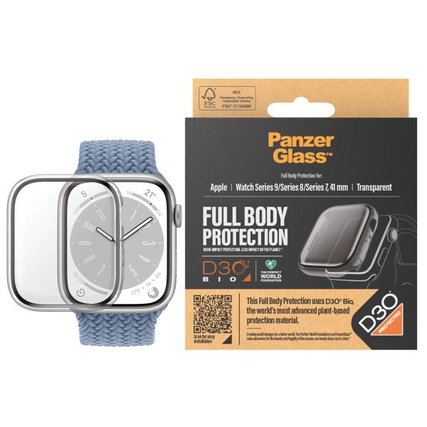 PanzerGlass Protection intégrale D3O® Bio Case Apple Watch Series 7 / 8 / 9 (41 mm) - Transparent