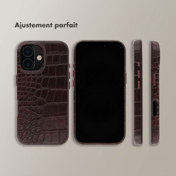 Selencia Coque arrière Croco avec MagSafe Apple iPhone 16 - Choco Brown