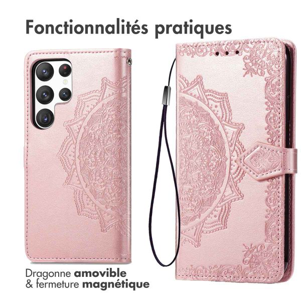 imoshion Etui de téléphone portefeuille Mandala Samsung Galaxy S23 Ultra - Rose Dorée