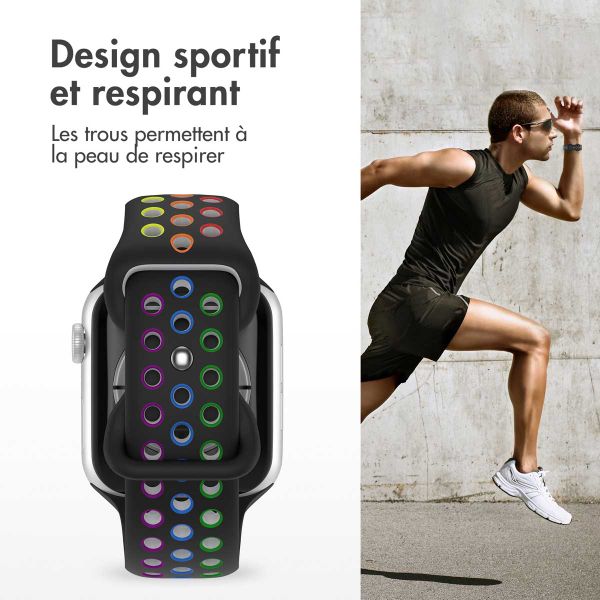 imoshion Bracelet sport⁺ Apple Watch Series 1 á 9 / SE (38/40/41 mm) | Series 10 / 11 (42 mm) - Taille S/M - Black Rainbow