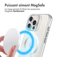 imoshion Coque arrière transparente Pailletée avec MagSafe Apple iPhone 16 Pro Max - Argent