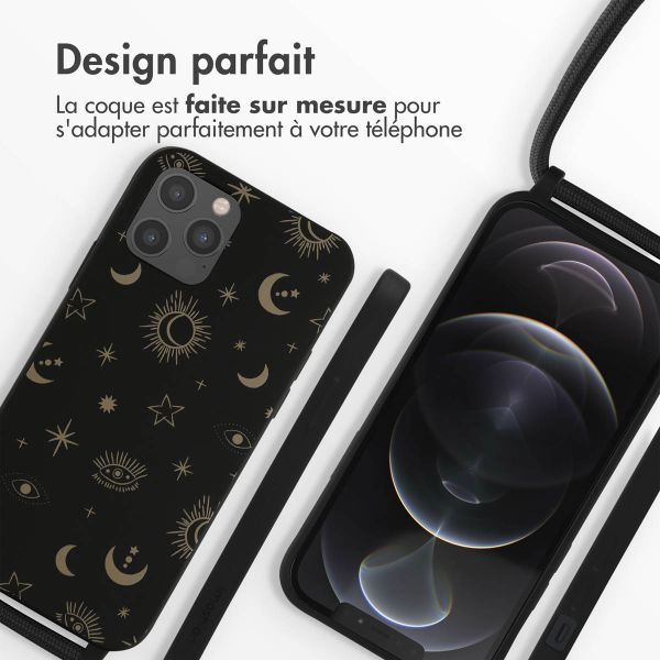 imoshion Coque design en silicone avec cordon Apple iPhone 12 (Pro) - Sky Black