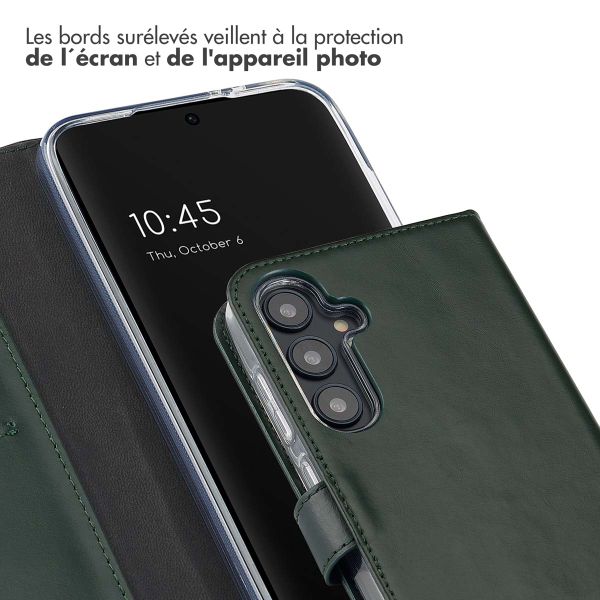 Selencia Étui portefeuille en cuir véritable Samsung Galaxy S24 FE - Vert