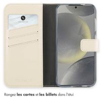 Selencia Étui portefeuille en cuir véritable Samsung Galaxy S24 - Greige