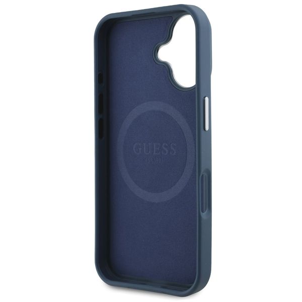 Guess Coque Grained Triangle MagSafe Apple iPhone 16 - Blue