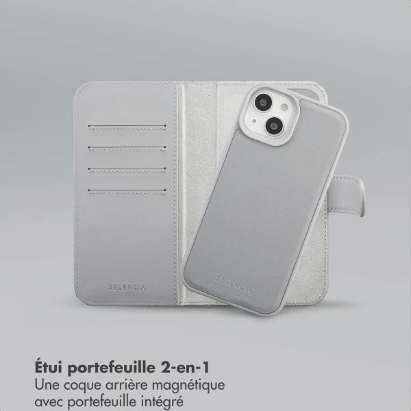 Selencia Étui portefeuille amovible Olyn avec MagSafe Apple iPhone 15 - Gris