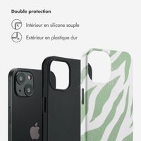 Selencia Coque arrière Vivid Apple iPhone 13 - Colorful Zebra Sage Green