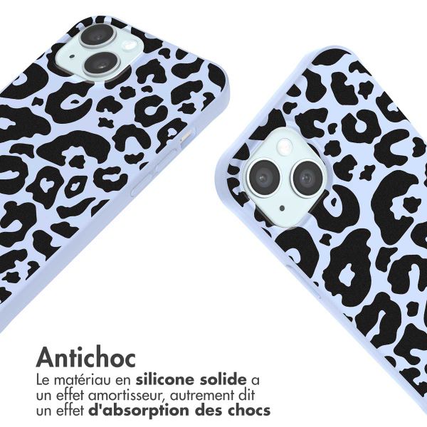 imoshion Coque design en silicone avec cordon Apple iPhone 15 - Animal Lila