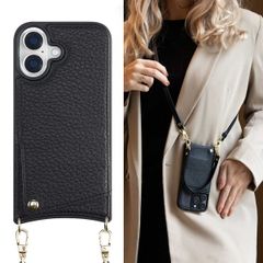 Selencia Coque arrière avec cordon et porte-cartes Nova iPhone 16 - Noir