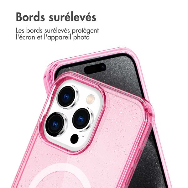 imoshion Coque Pailletée avec MagSafe Apple iPhone 15 Pro - Paillettes Rose