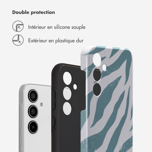 Selencia Coque arrière Vivid Samsung Galaxy A35 - Colorful Zebra Pine Blue