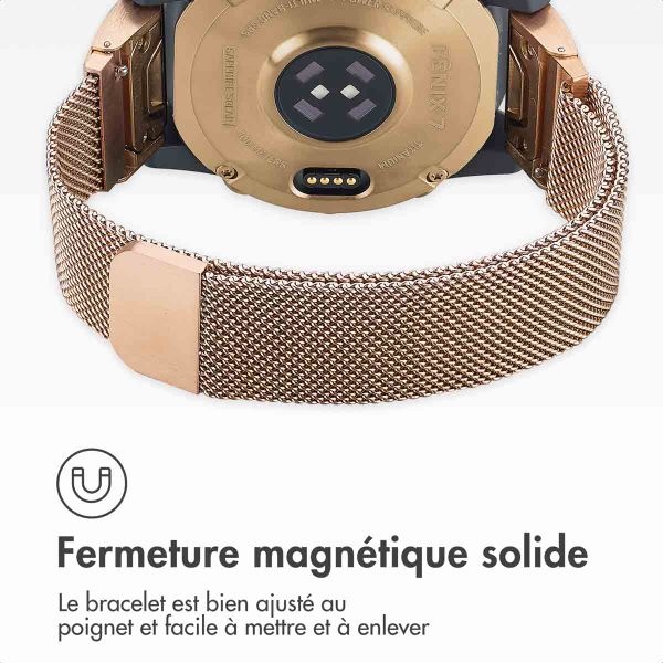 imoshion Bracelet QuickFit® Milanais  - Connexion Garmin 22 mm - Taille L/XL - Rose Gold