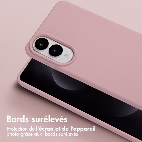 Selencia Coque silicone avec cordon amovible Samsung Galaxy S25 Edge - Sand Pink