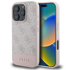 Guess Coque arrière Bottom Stripe 4G Apple iPhone 16 Pro Max - Rose