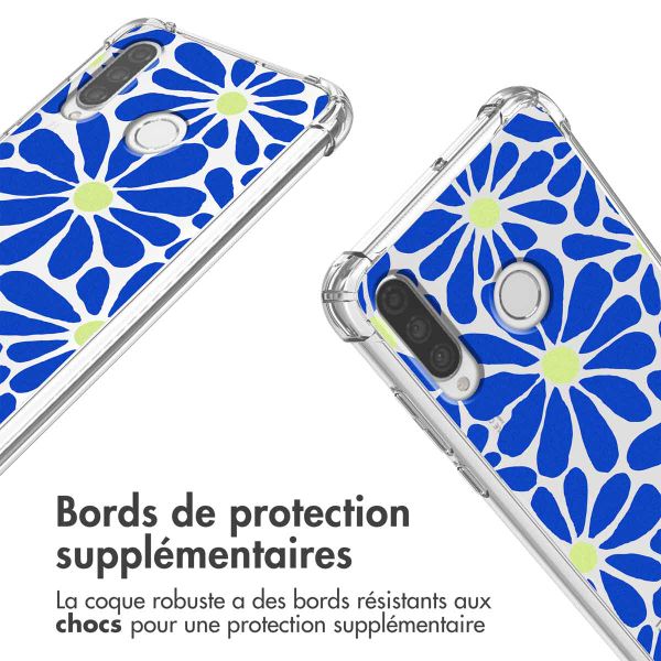 imoshion Coque Design avec cordon Huawei P30 Lite - Cobalt Blue Flowers Connect