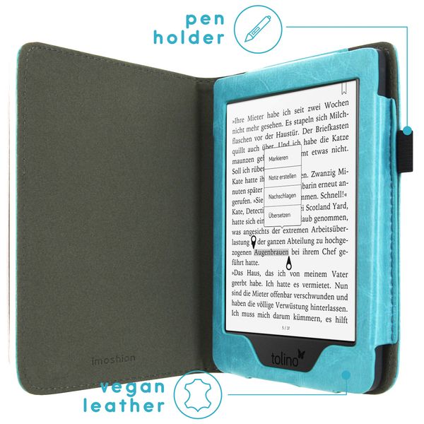 imoshion Étui de liseuse portefeuille en cuir végan Tolino Page 2 - Bleu clair