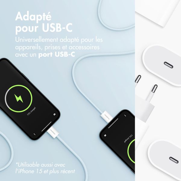 imoshion Câble USB-C vers USB-C - Tressé - 2 mètres - Bleu