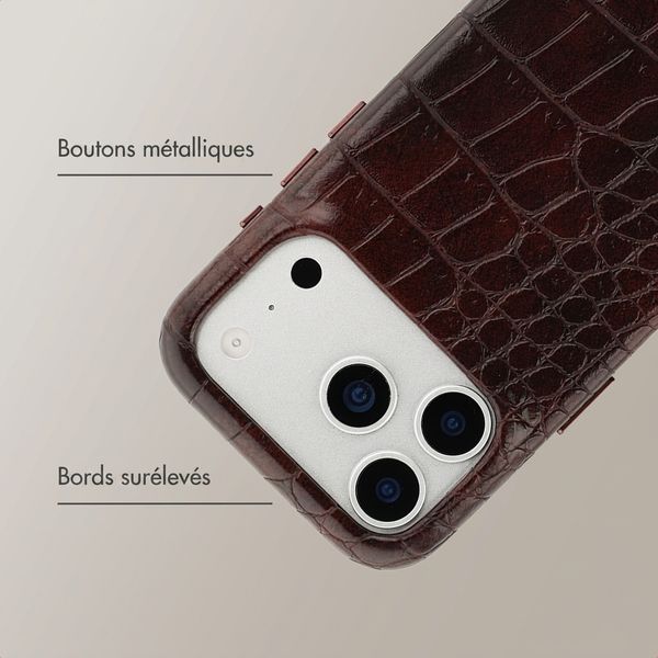 Selencia Coque arrière Croco avec MagSafe Apple iPhone 17 Pro Max - Choco Brown