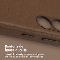 Accezz Coque arrière en cuir avec MagSafe Samsung Galaxy S25 - Marron café