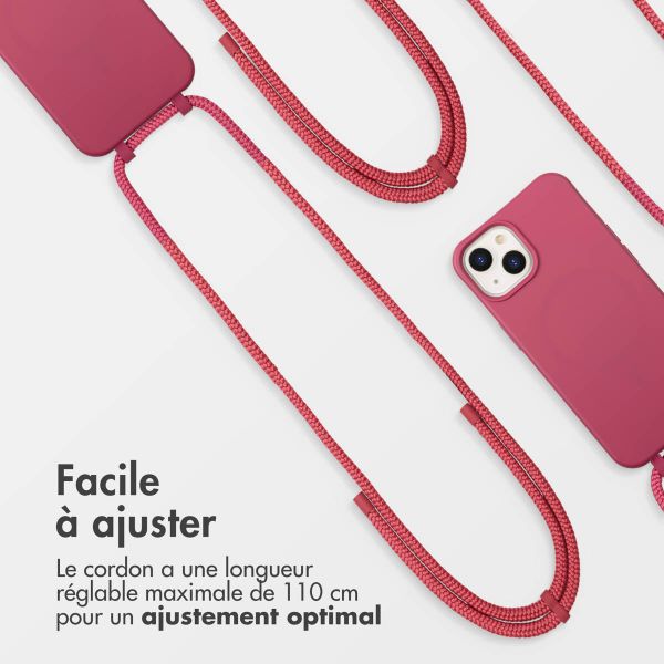 imoshion Coque arrière Color avec cordon amovible et MagSafe Apple iPhone 14 - Raspberry