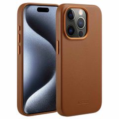 Accezz Coque arrière en cuir avec MagSafe Apple iPhone 15 Pro - Sienna Brown