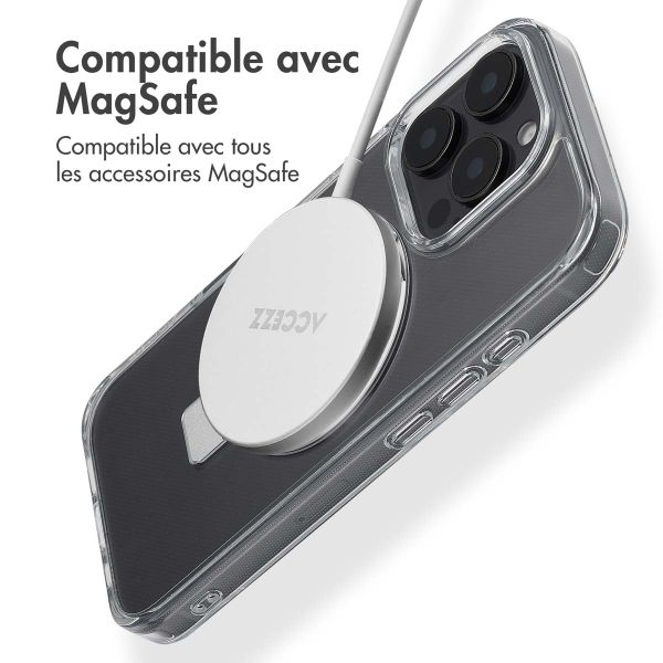 Accezz Coque Ring Stand avec MagSafe iPhone 16 Pro - Transparent