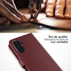 Selencia Étui portefeuille en cuir véritable Samsung Galaxy A37 (5G) - Burgundy