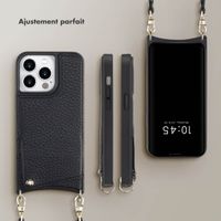 Selencia Coque arrière avec cordon et porte-cartes Nova iPhone 14 Pro - Noir