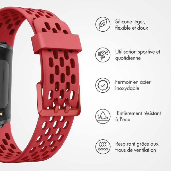 imoshion Bracelet de sport en silicone avec trous Fitbit Charge 5 / Charge 6 - Rouge