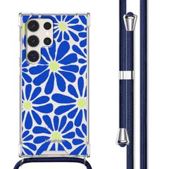 imoshion Coque Design avec cordon Samsung Galaxy S23 Ultra - Cobalt Blue Flowers Connect