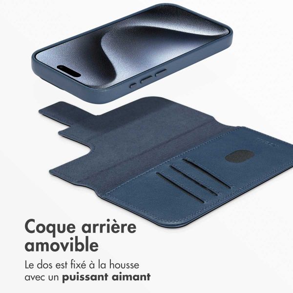 Accezz Étui de téléphone portefeuille en cuir 2-en-1 avec MagSafe iPhone 15 Pro - Nightfall Blue