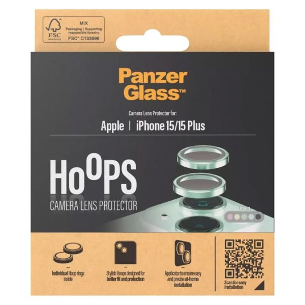 PanzerGlass Protection Caméra Hoop Optic Rings iPhone 15 / 15 Plus - Green