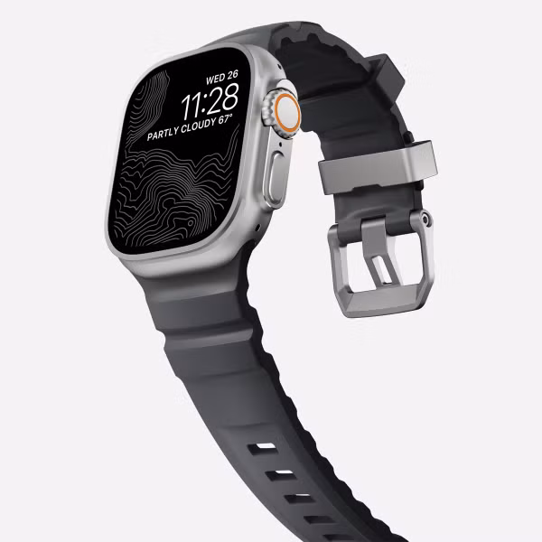 Nomad Bracelet Rocky Point Apple Watch Series 1 t/m 11 / SE / Ultra (44/45/46/49 mm) - Storm / Titanium