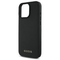 Guess Coque Grained MagSafe avec Flower Charm Strap iPhone 16 Pro Max - Noir