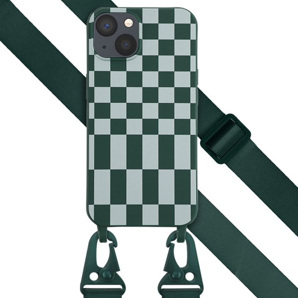 Selencia ﻿Coque design en silicone avec cordon amovible iPhone 13 - Irregular Check Green