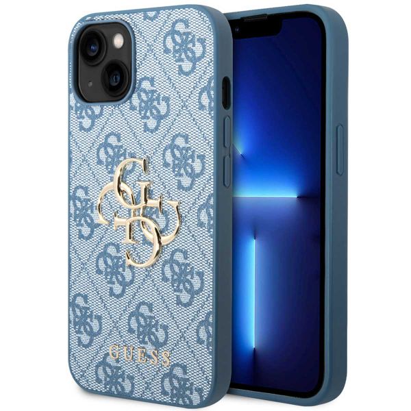 Guess Coque 4G Metal Logo Backcover iPhone 14 - Bleu