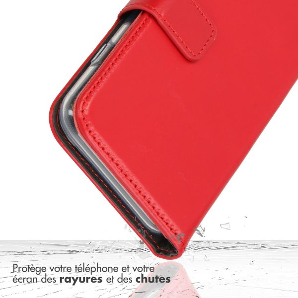 Selencia Étui de téléphone portefeuille en cuir véritable Samsung Galaxy A25 (5G) - Rouge