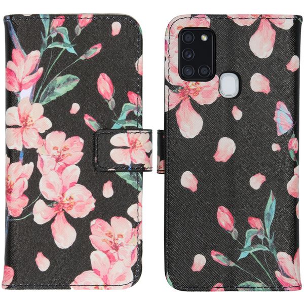 imoshion Coque silicone design Galaxy A21s - Blossom Watercolor Black