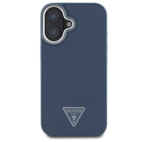 Guess Coque Grained Triangle MagSafe Apple iPhone 16 - Blue