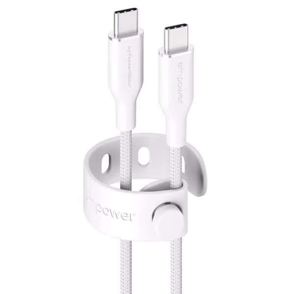 Empower by PanzerGlass Câble de recharge Racing USB-C vers USB-C - 60 W - 2 mètres - Silver White