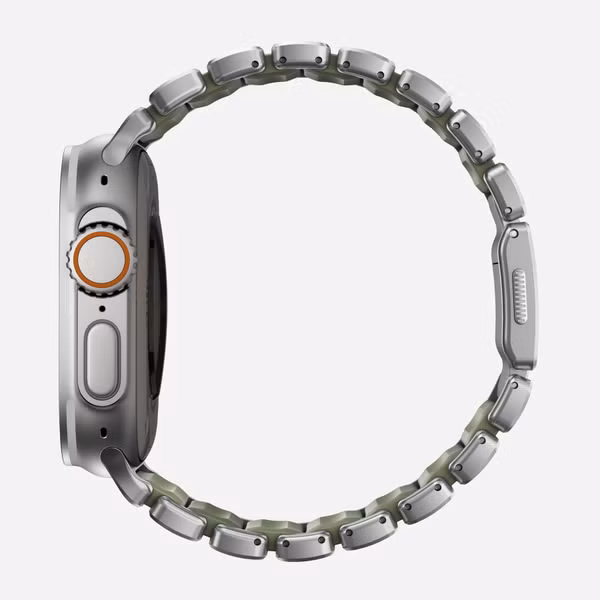 Nomad Bracelet Stratos Apple Watch | 44/45/46/49 mm - Forest Green / Natural Titanium