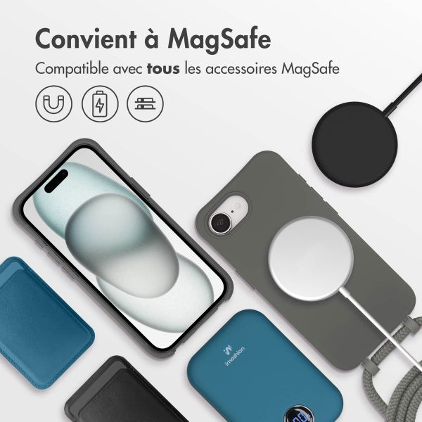 imoshion Coque arrière Color avec cordon amovible et MagSafe Apple iPhone 16e - Black Coffee