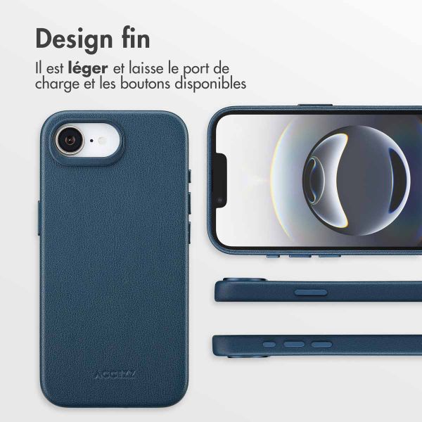 Accezz Coque arrière en cuir avec MagSafe Apple iPhone 16e - Nightfall Blue