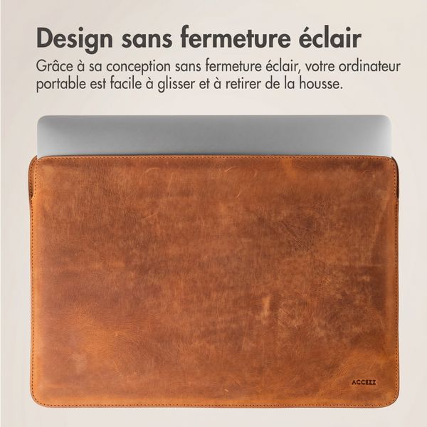 Accezz Leather Pochette ordinateur Apple MacBook 13 pouces - Cognac