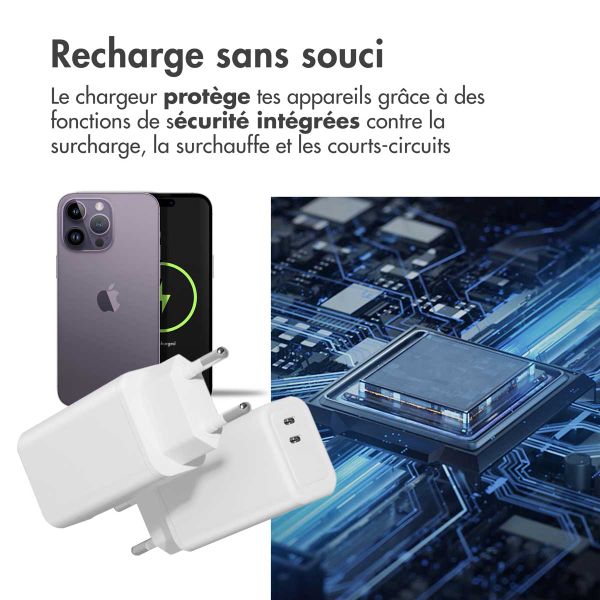 imoshion Adaptateur secteur 35 watts | Avec 2 ports USB-C - Blanc