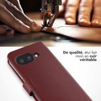 Selencia Étui portefeuille en cuir véritable Google Pixel 10a - Burgundy