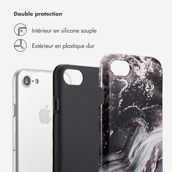 Selencia Coque arrière Vivid Apple iPhone SE (2022 / 2020) / 8 / 7 / 6(s) - Chic Marble Black