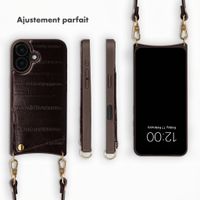 Selencia Nova coque arrière en cuir véritable avec porte-cartes Apple iPhone 16 - Dark Chocolate