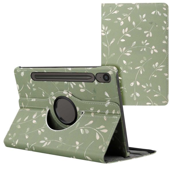 imoshion Coque tablette Design rotatif à 360° Samsung Galaxy Tab S10 Lite / S10 FE / S9 FE - Green Flowers